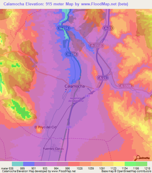 Calamocha,Spain Elevation Map