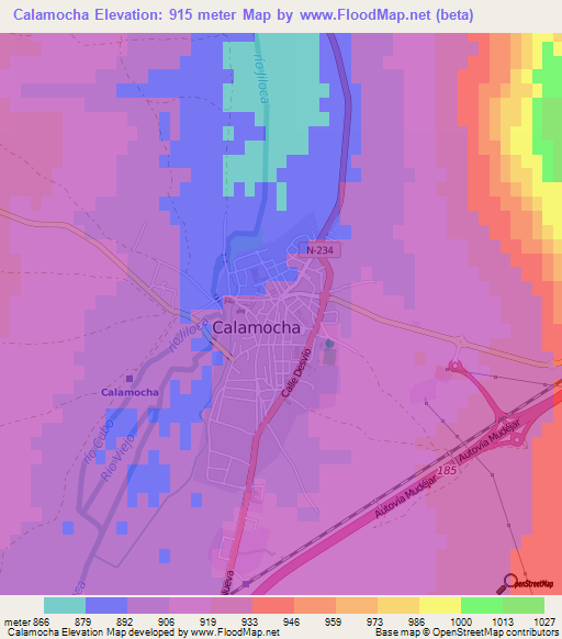 Calamocha,Spain Elevation Map