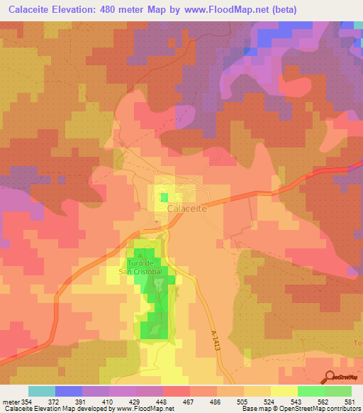 Calaceite,Spain Elevation Map