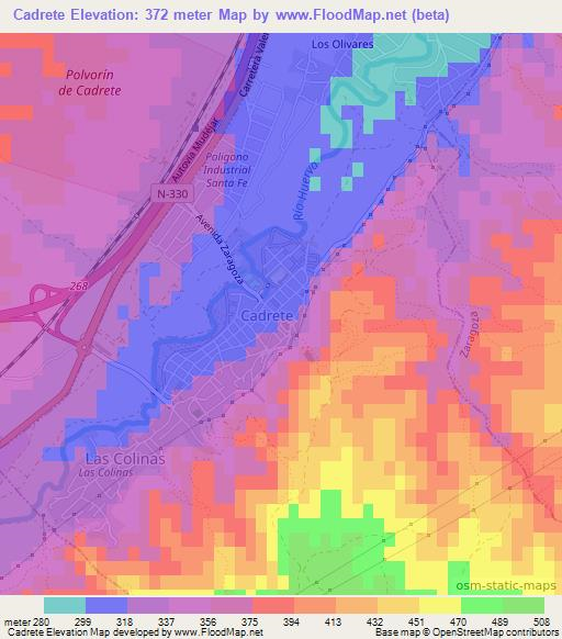 Cadrete,Spain Elevation Map