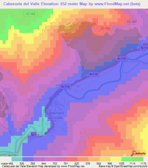 Cabezuela del Valle,Spain Elevation Map