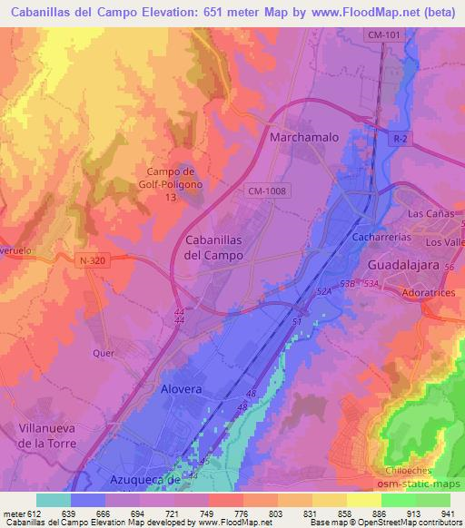 Cabanillas del Campo,Spain Elevation Map