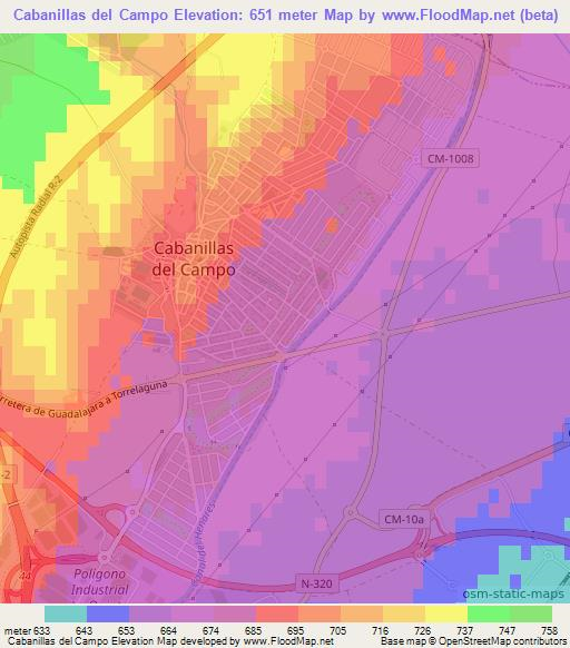 Cabanillas del Campo,Spain Elevation Map