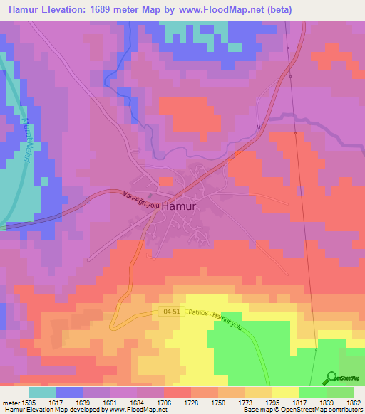 Hamur,Turkey Elevation Map