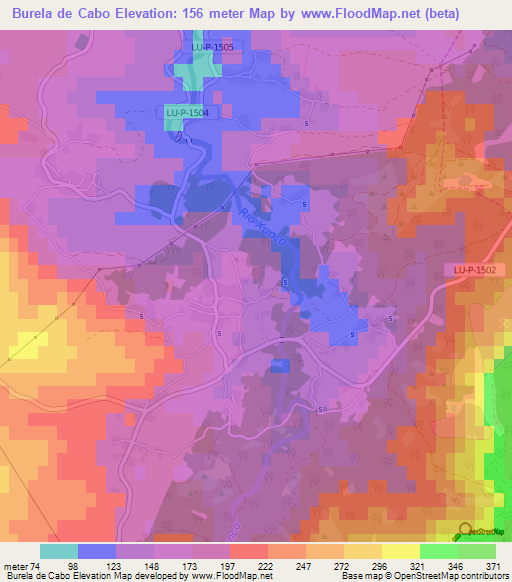 Burela de Cabo,Spain Elevation Map