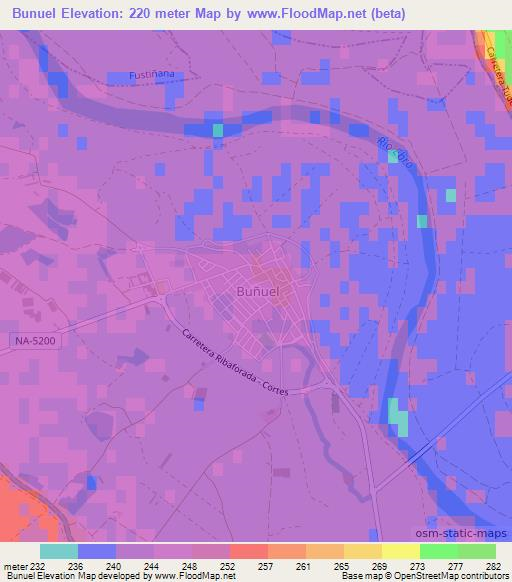 Bunuel,Spain Elevation Map