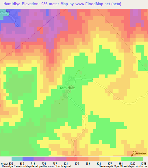 Hamidiye,Turkey Elevation Map