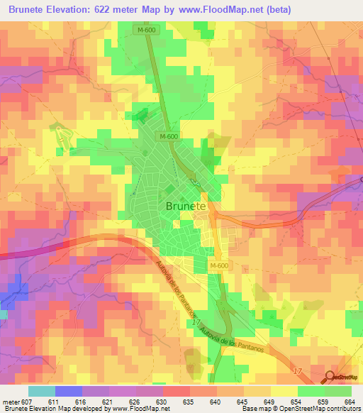 Brunete,Spain Elevation Map