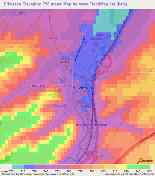 Briviesca,Spain Elevation Map