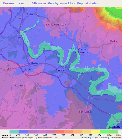 Briones,Spain Elevation Map