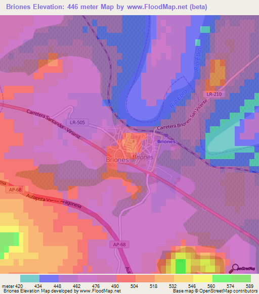 Briones,Spain Elevation Map