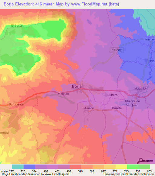 Borja,Spain Elevation Map