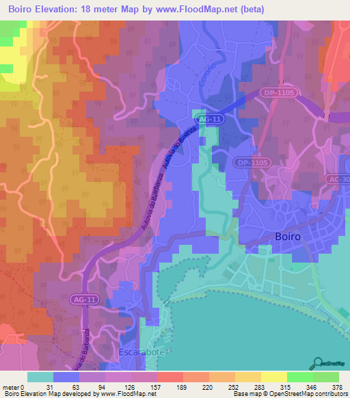 Boiro,Spain Elevation Map