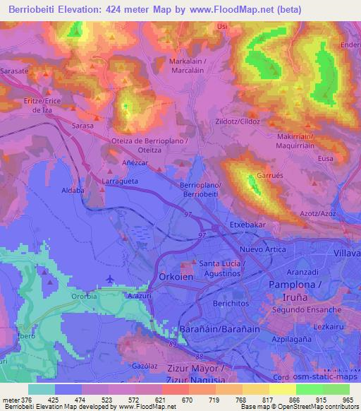Berriobeiti,Spain Elevation Map