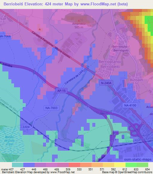 Berriobeiti,Spain Elevation Map