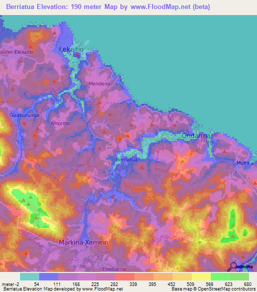 Berriatua,Spain Elevation Map