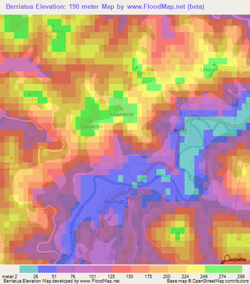 Berriatua,Spain Elevation Map