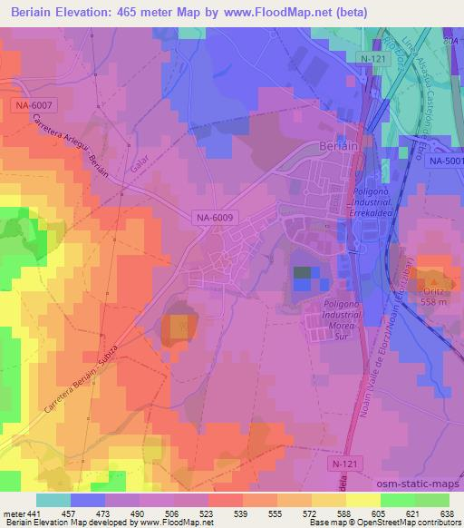 Beriain,Spain Elevation Map