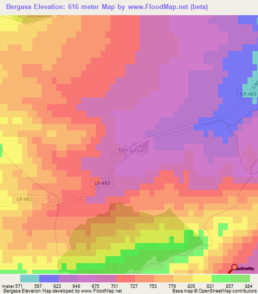 Bergasa,Spain Elevation Map