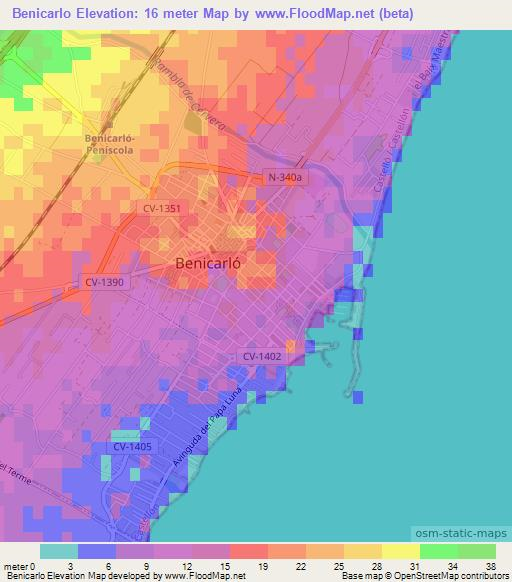 Benicarlo,Spain Elevation Map