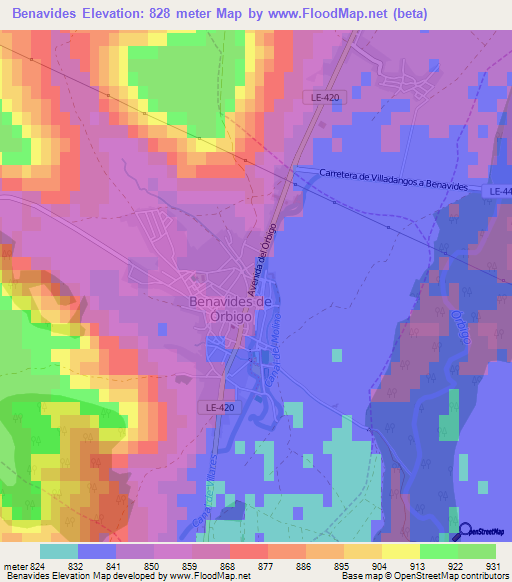 Benavides,Spain Elevation Map