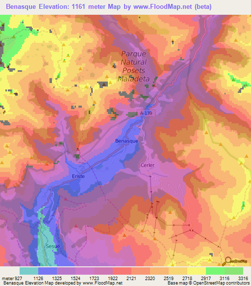 Benasque,Spain Elevation Map