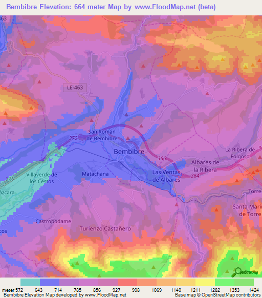 Bembibre,Spain Elevation Map