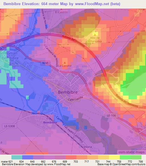 Bembibre,Spain Elevation Map