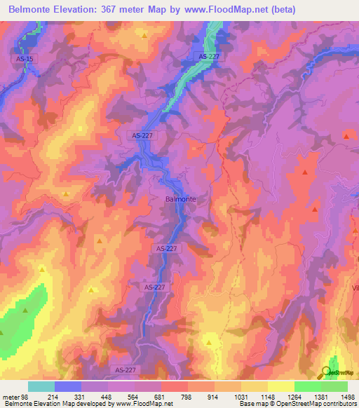 Belmonte,Spain Elevation Map