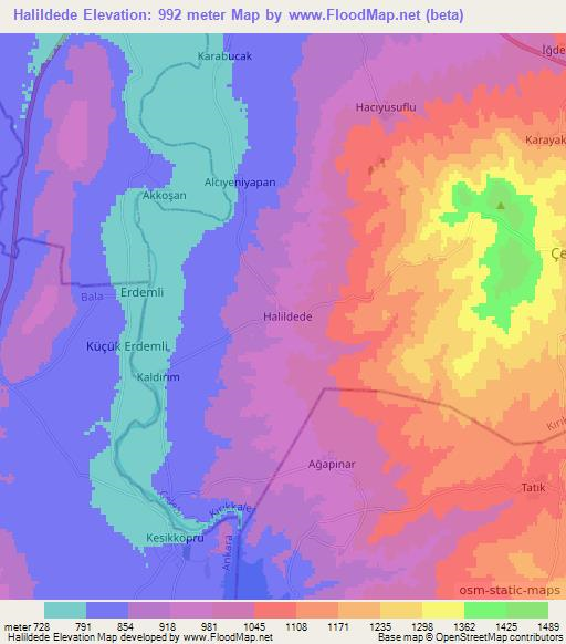 Halildede,Turkey Elevation Map