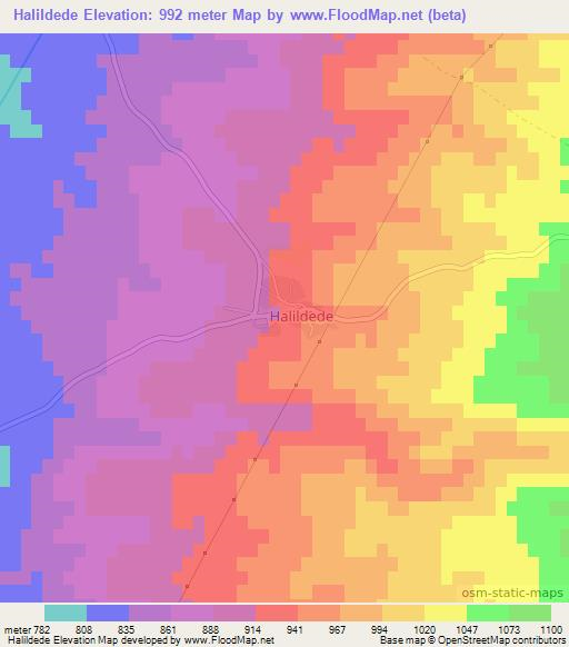 Halildede,Turkey Elevation Map