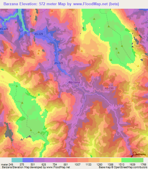 Barzana,Spain Elevation Map