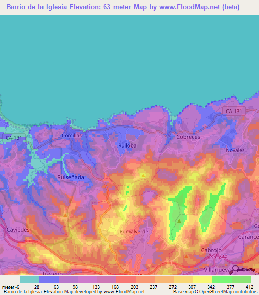 Barrio de la Iglesia,Spain Elevation Map