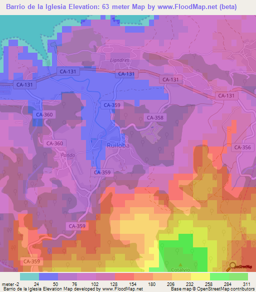 Barrio de la Iglesia,Spain Elevation Map