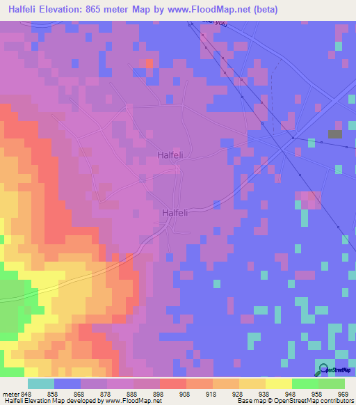 Halfeli,Turkey Elevation Map