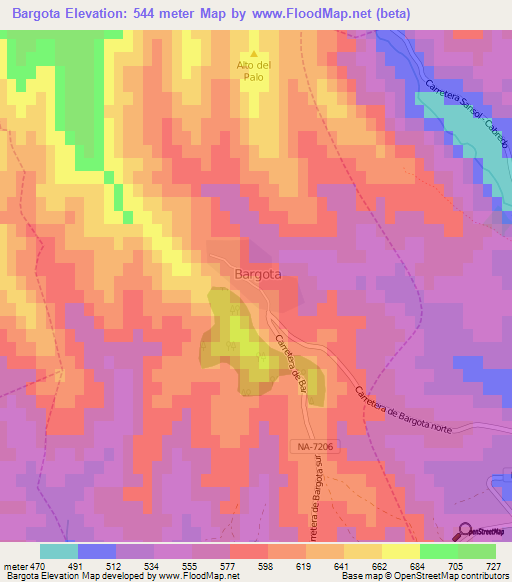 Bargota,Spain Elevation Map