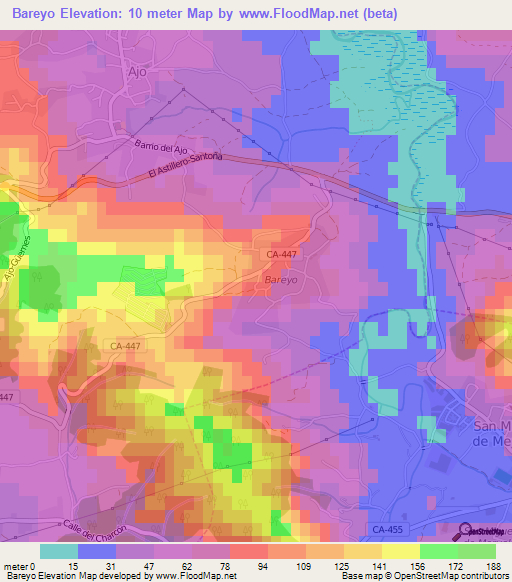 Bareyo,Spain Elevation Map