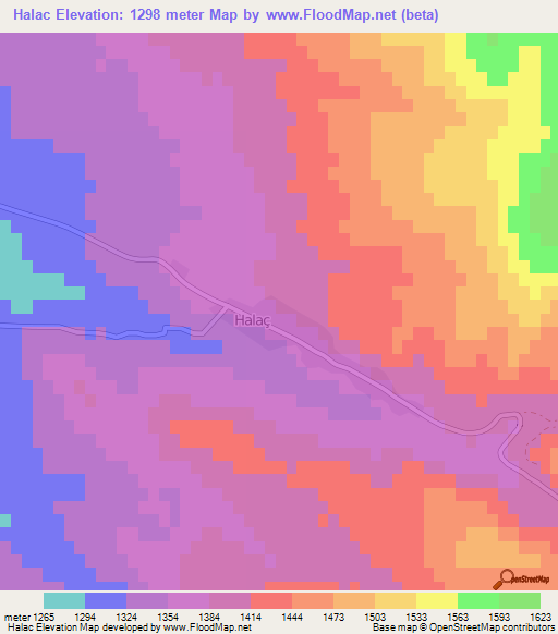 Halac,Turkey Elevation Map