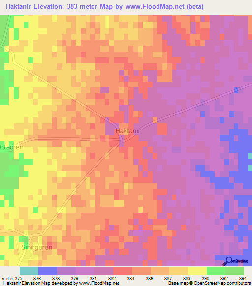 Haktanir,Turkey Elevation Map