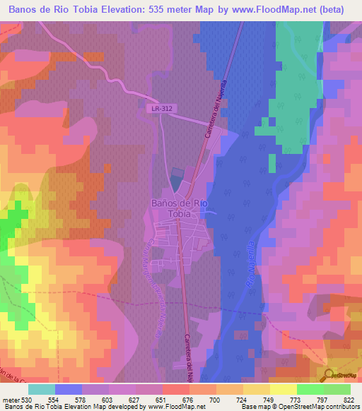 Banos de Rio Tobia,Spain Elevation Map