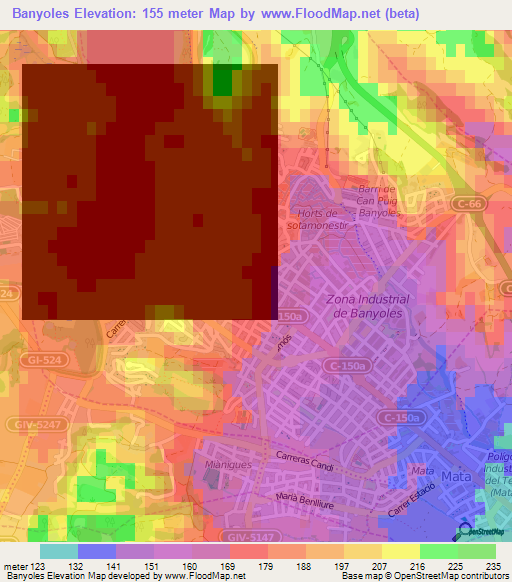 Banyoles,Spain Elevation Map