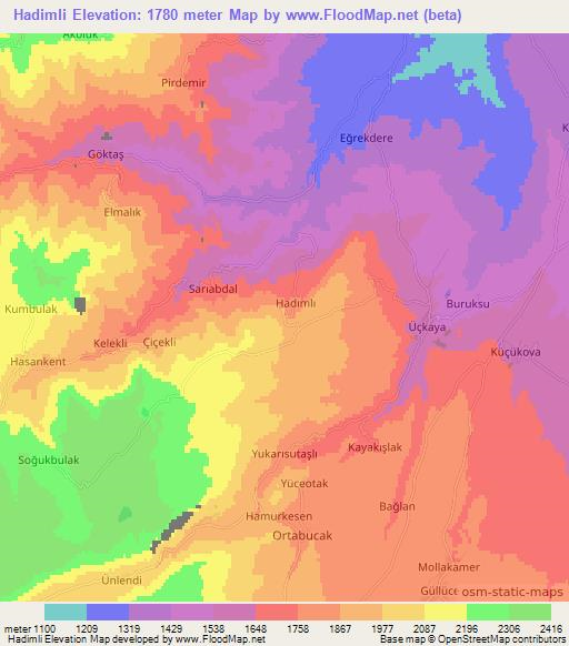 Hadimli,Turkey Elevation Map