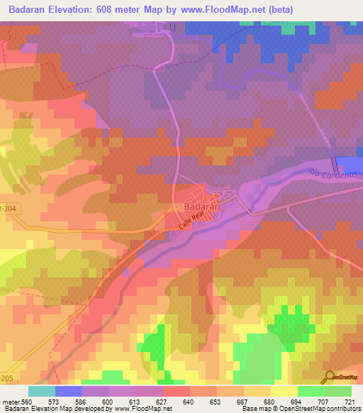 Badaran,Spain Elevation Map