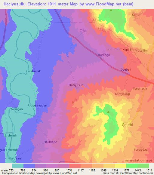 Haciyusuflu,Turkey Elevation Map