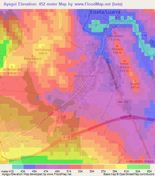 Ayegui,Spain Elevation Map