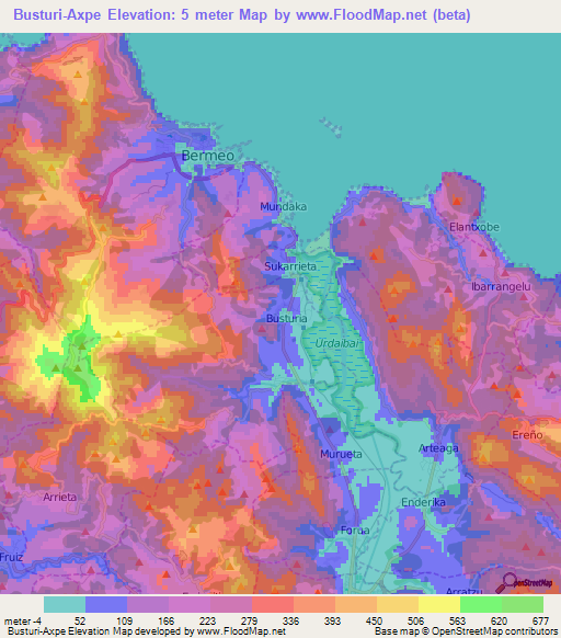 Busturi-Axpe,Spain Elevation Map