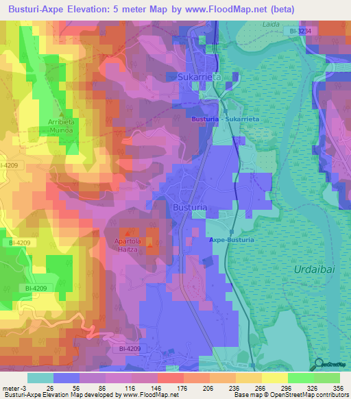 Busturi-Axpe,Spain Elevation Map