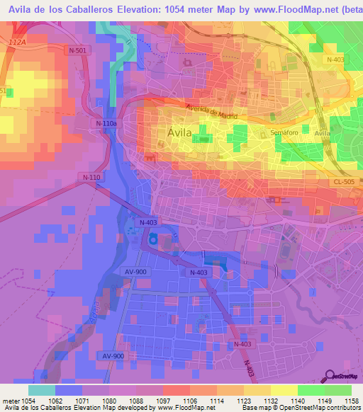 Avila de los Caballeros,Spain Elevation Map