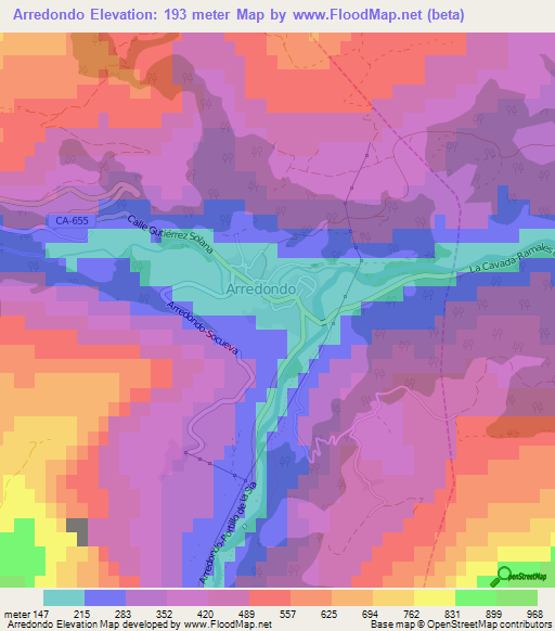 Arredondo,Spain Elevation Map