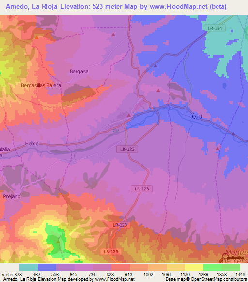 Arnedo, La Rioja,Spain Elevation Map